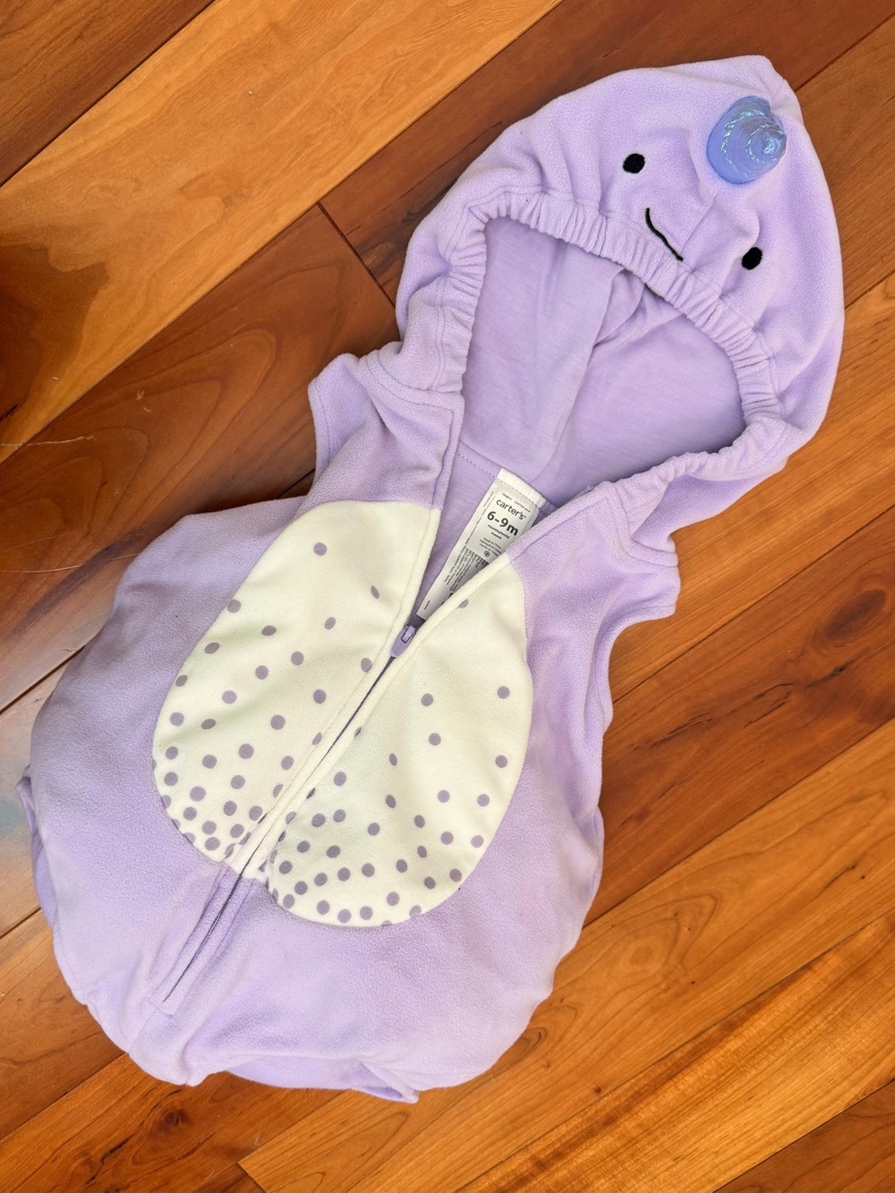 Carter's Lavender Narwhal Hooded Costume with White Polka Belly